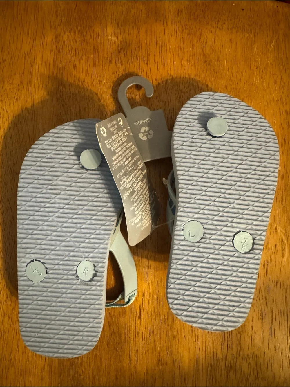 Disney Light Blue Girls' Flip Flop Sandals with Pink & Orange Flower